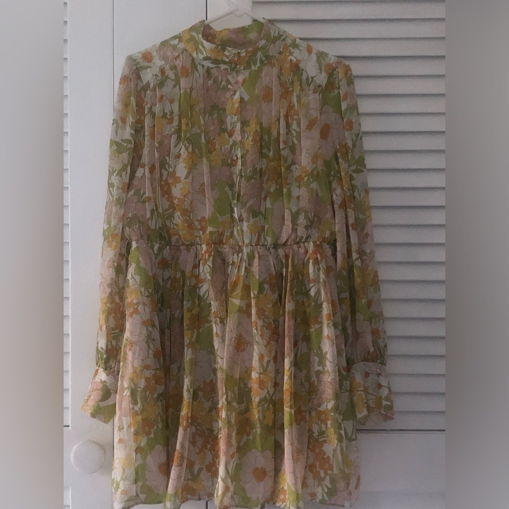 Pale colored floral midi dress by The Clothing Company, size large